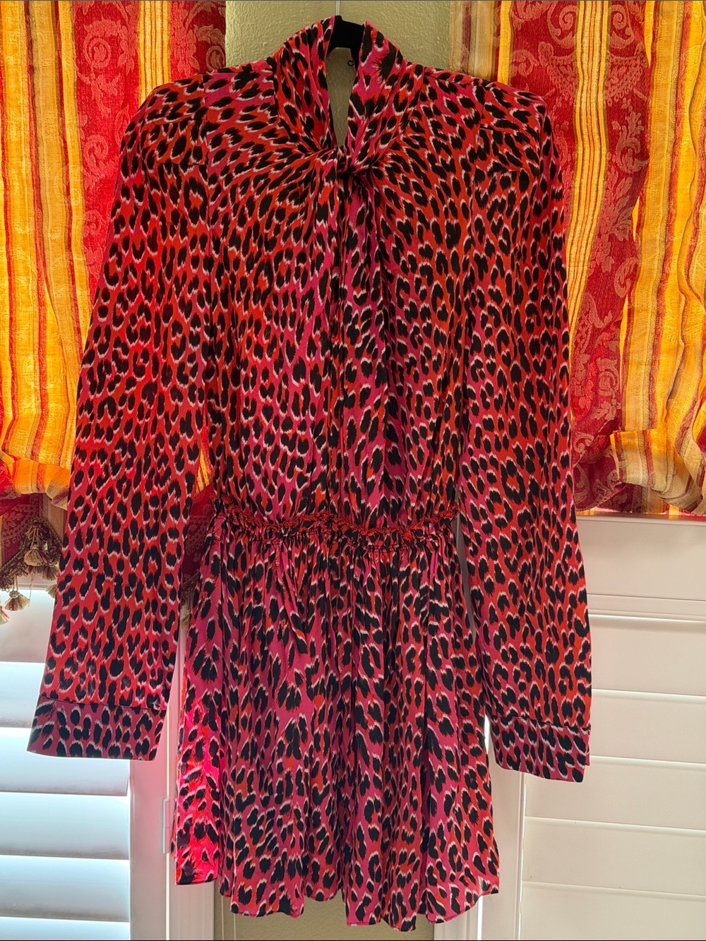 Zadig & Voltaire Red and Black Leopard Print Mini Dress - Picture 3 of 8